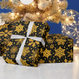 Jul Falskt Guld Glitter Snöflingor Presentpapper