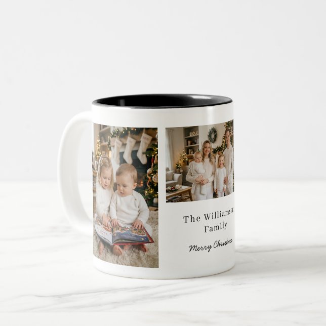 Jul Familj Anpassad Foto Kaffe Mugg (Framsida vänster)