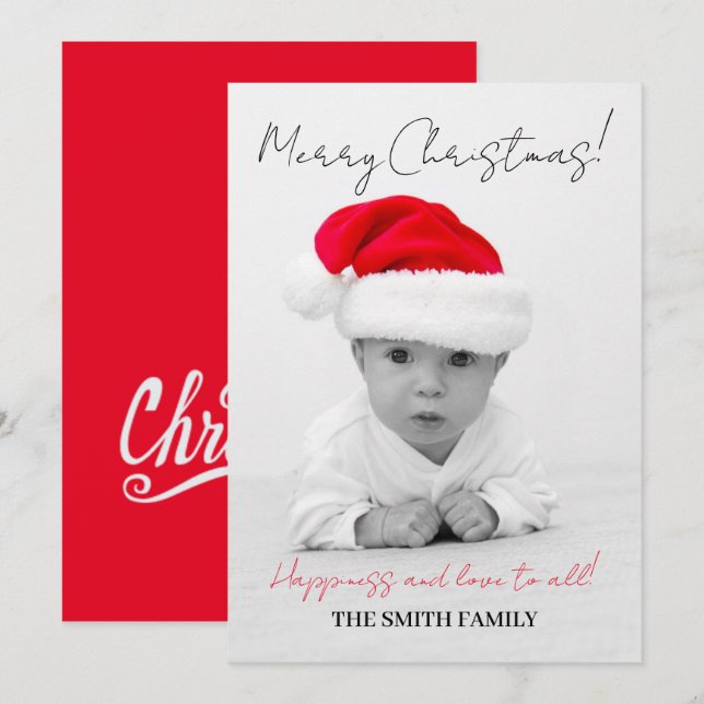 Jul familj, baby jultomte julkort (Fram/baksida)