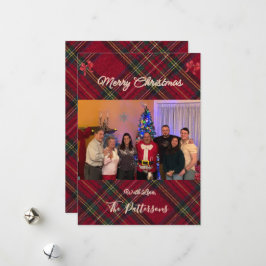 Jul Familj Foto Plaid Platt Semesterkort Julkort
