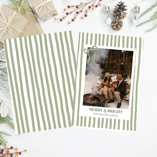 Jul familj julkort med ränder inbjudningar (Skapare uppladdad)