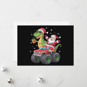 Jul Familj Matchande Tomte Lastbil Dinosaurie Julkort