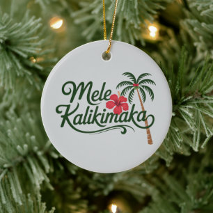 Jul Familj Mele Kalikimaka Hawaii Strand Julgransprydnad Keramik