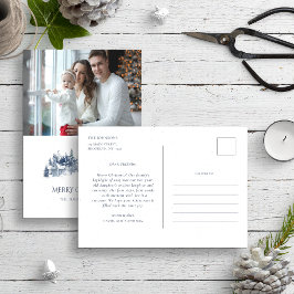 Jul Familje Årsrapport Blå Jul Vinter Foto Vykort