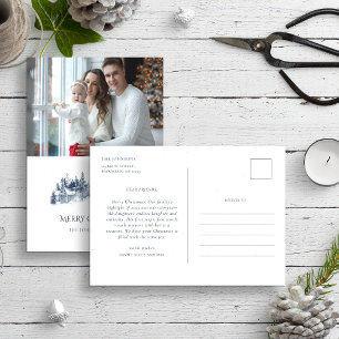 Jul Familje Årsrapport Blå Jul Vinter Foto Vykort
