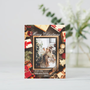 Jul Familjefoto Krit Tavla Ram Vykort