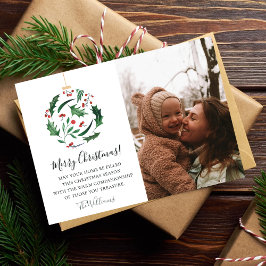 Jul Familjefoto l Blomsterboll Röd & Grön  Julkort