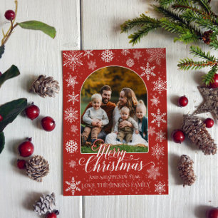 Jul Familjefoto Postkort – Festlig Röd Vykort
