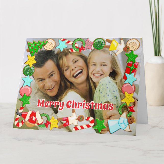 Jul Familjefoto Sockerkakor Ram Kort (Framsida)
