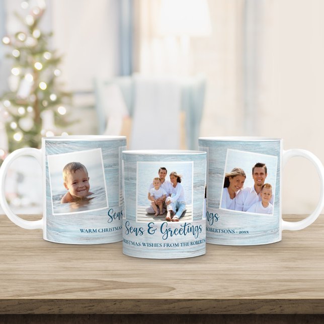 Jul Familjefoto Strand  Kaffemugg (Skapare uppladdad)