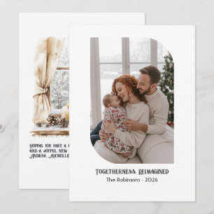 Jul Familjefoto Tillsammans Återuppfunnet Julkort