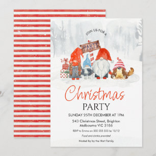 Jul-familjen Party Gnomes med Boy och Hund I Inbjudningar