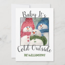 Jul-familjen Snö med foto Julkort