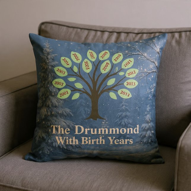 Jul Familjestamträdsdynor Med Födelseår Kudde (Skapare uppladdad)
