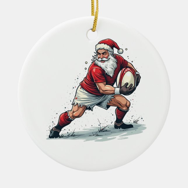 Jul Fantasi Fotboll Spelar Tomte   Julgransprydnad Keramik (Framsidan)
