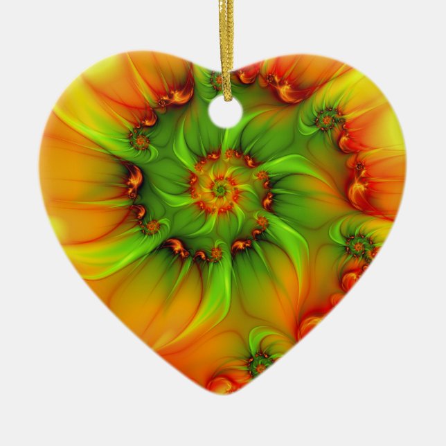 Jul Färg Abstrakt Färgfläckig fjällhjärta Julgransprydnad Keramik (Framsidan)