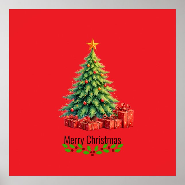 Jul Färg, Decorated Julgran Poster (Framsidan)