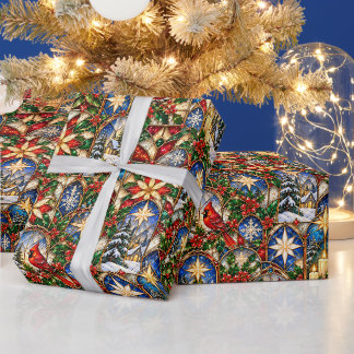 Jul Färgat Glas Vinter Värld Presentpapper