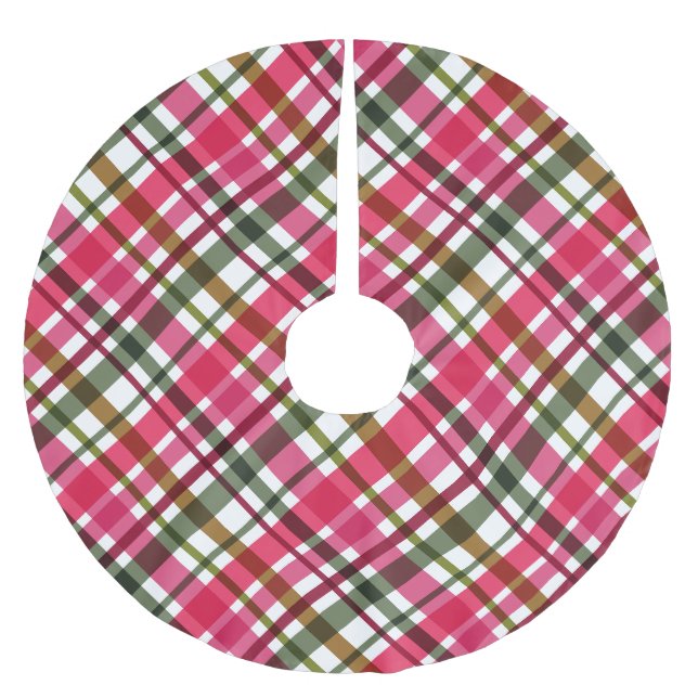 Jul Färger Rutmönster Rött Grönt Julgransmatta Borstad Polyester (Framsidan)