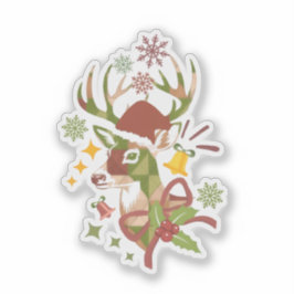 Jul Färgglad Hjort Design Vinyl Klistermärken