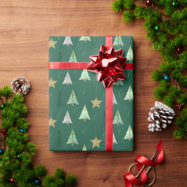 Jul Färgglad Tall Vattenfärg Mönster Presentpapper