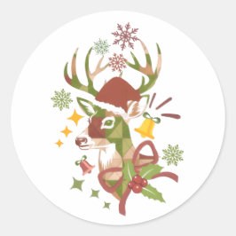 Jul Färgstark Hjort Design Runt Klistermärke