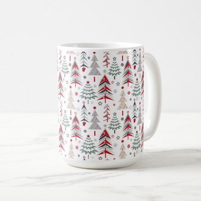 Jul ,färgstark,Julgran,röd,grönt Kaffemugg (Framsida höger)