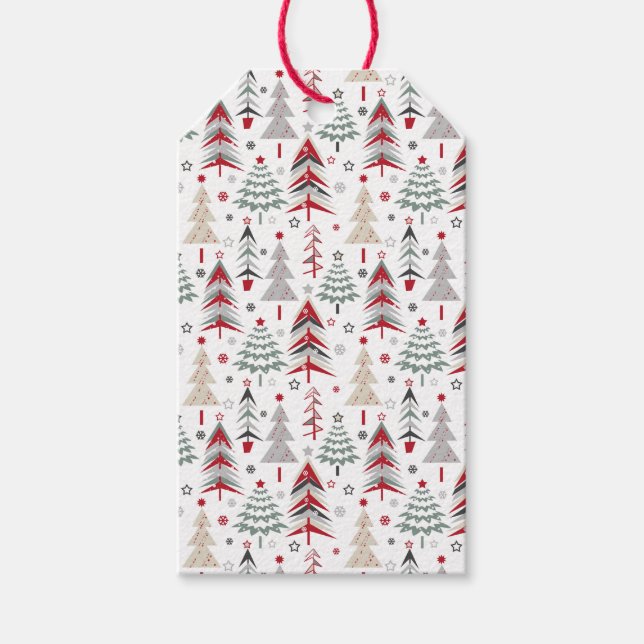 Jul ,färgstark,Julgran,röd,grönt Presentetikett (Framsidan)