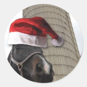 Jul Farm Horse Runt Klistermärke