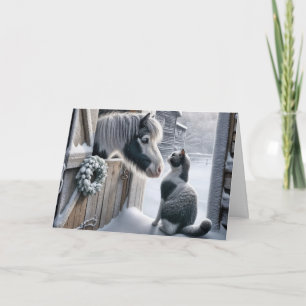 Jul Farm Pony och Cat Helgkort