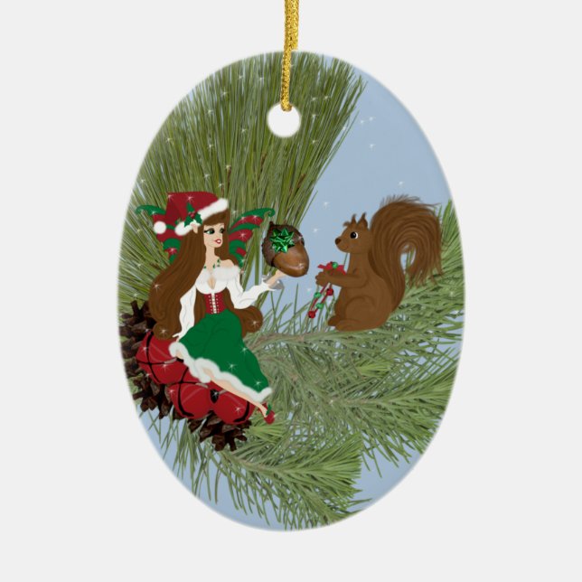 Jul Fe och ekorre Ornament (Framsidan)