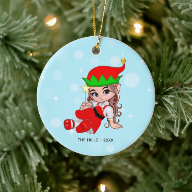 Jul Fée Alv som håller en stjärna Julgransprydnad Keramik (Träd)