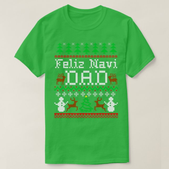 Jul Feliz Navi Pappa Ugly Sweater T Shirt (Design framsida)