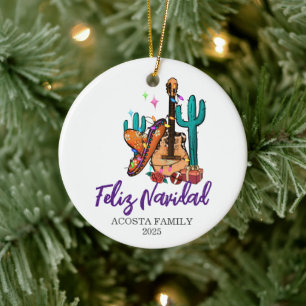 jul Feliz Navidad Cactus Sombrero Julgransprydnad Keramik