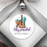 jul Feliz Navidad Cactus Sombrero Runt Klistermärke<br><div class="desc">Den här designen kan vara personlig i det område som tillhandahålls genom att ändra fotot och/eller text. Du kan också anpassa den genom att klicka på Anpassa den här mallen och sedan välja klicka för att anpassa ytterligare alternativ och ta bort eller ändra färg i bakgrunden, lägga till text, ändra...</div>