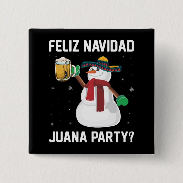 Jul Feliz Navidad Juana Party Coola Mexikanskt Knapp (Framsida)