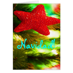 Jul Feliz Navidad Red Star Helgdag Card Hälsningskort