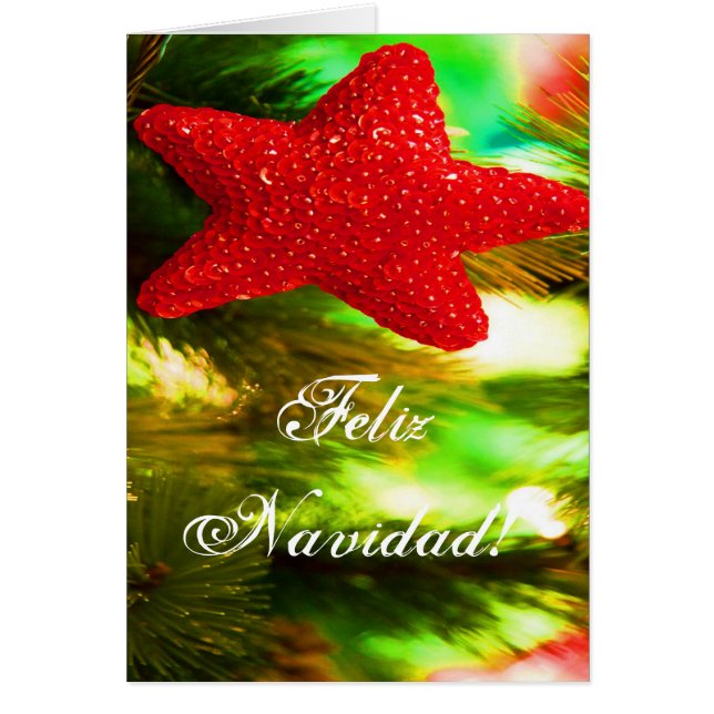 jul Feliz Navidad Red Star II Hälsningskort (Framsidan)