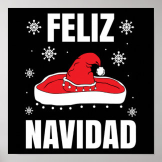 Jul Feliz Navidad Santa Sombrero Funny Gift Poster