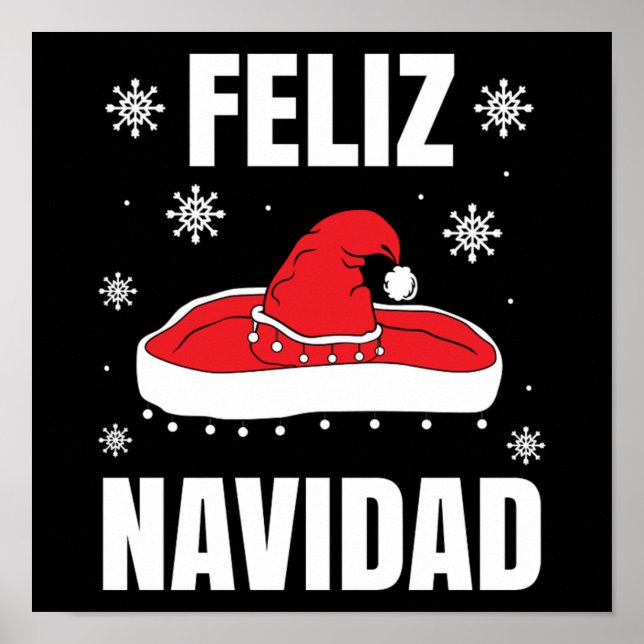Jul Feliz Navidad Santa Sombrero Funny Gift Poster (Framsidan)
