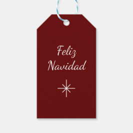 Jul Feliz Navidad Simple Snowflake Red Presentetikett