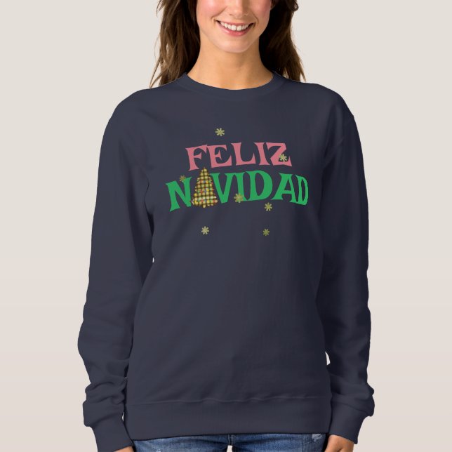 jul Feliz Navidad Sweatshirt Womens T Shirt (Framsida)