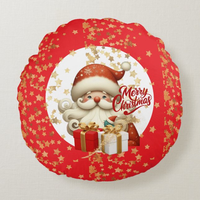 Jul Festiv Semester Dekoration Ornament🎅 Rund Kudde (Framsidan)