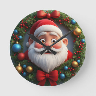 Jul Festiv Serieteckning Tomte Rund Klocka
