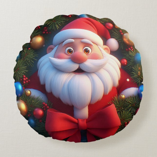 Jul Festiv Serieteckning Tomte Rund Kudde (Framsidan)