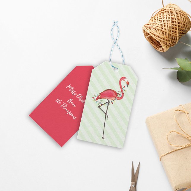 Jul Festiv Söt Flamingo Strängljus Presentetikett (Skapare uppladdad)