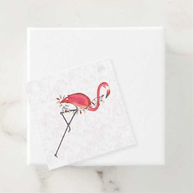 Jul Festive Cute Flamingo String Ljus Gåvor Etiketter (På plats)