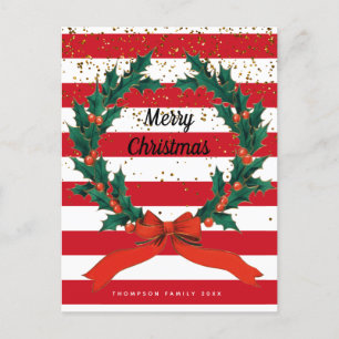 Jul Festive Holly Berries Wandan Rand Helg Vykort