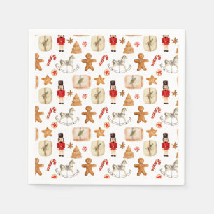 Jul Festive Nutcracker Cookie Candycane Pappersservett