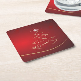Jul Festive Red Elegant Underlägg Papper Kvadrat